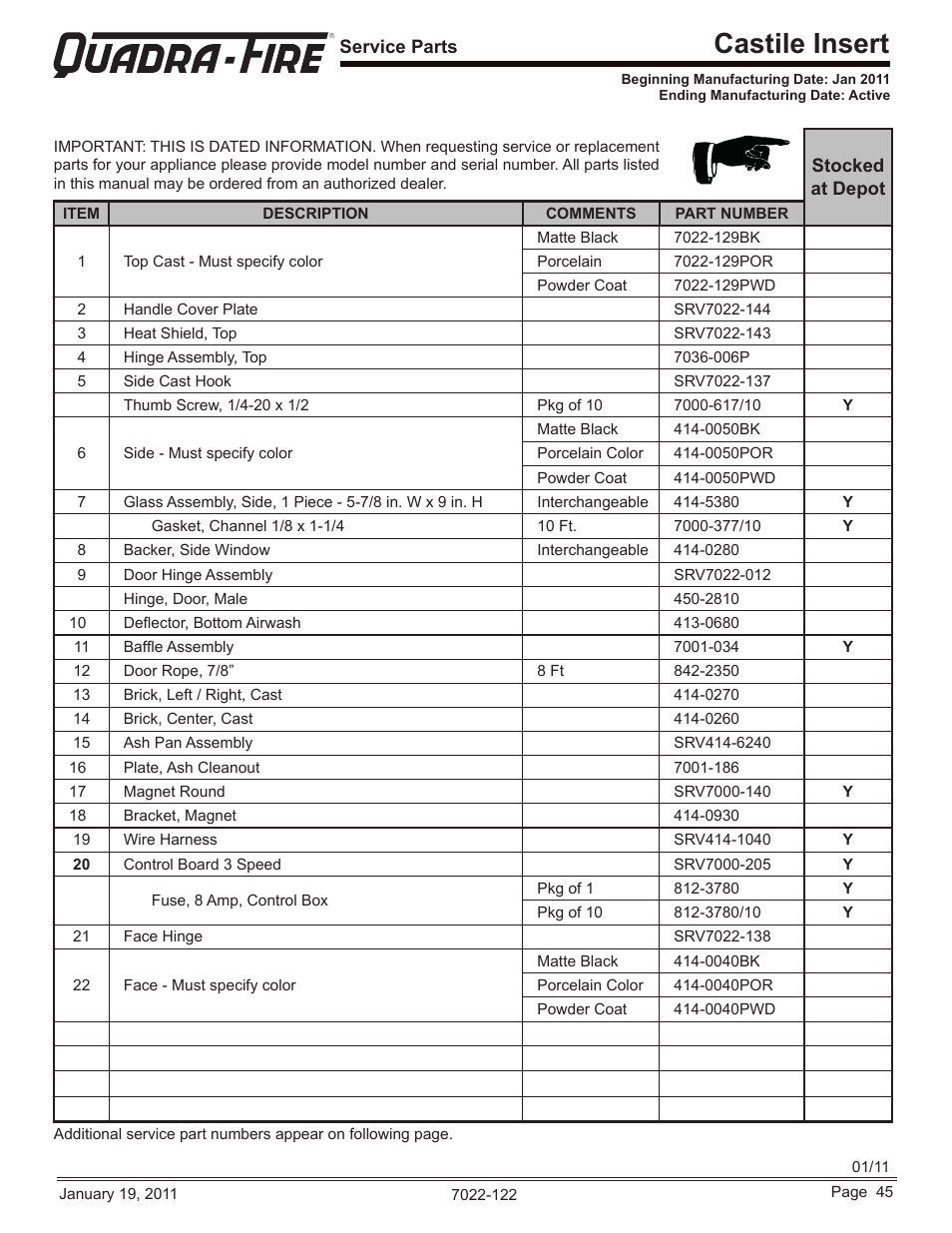 Castile insert | Quadra-Fire Castile Pellet Insert CASTILEI-MBK User Manual | Page 45 / 56