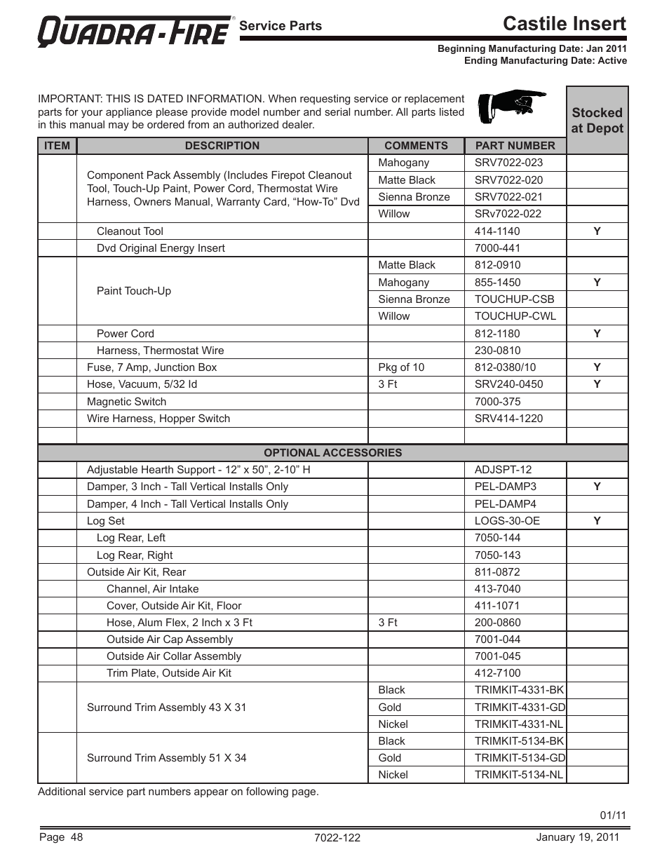 Castile insert | Quadra-Fire Castile Pellet Insert CASTILEI-MBK User Manual | Page 48 / 56