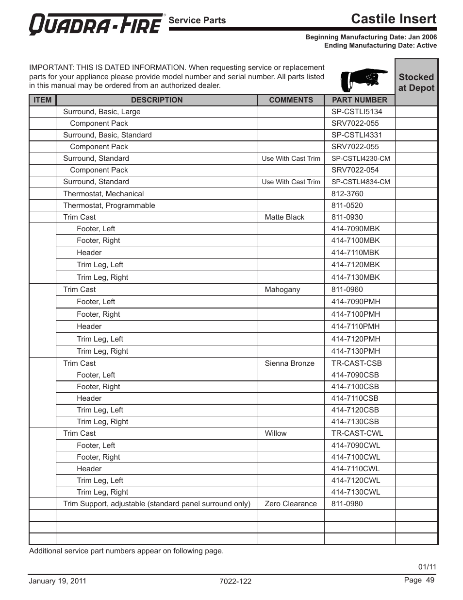 Castile insert | Quadra-Fire Castile Pellet Insert CASTILEI-MBK User Manual | Page 49 / 56