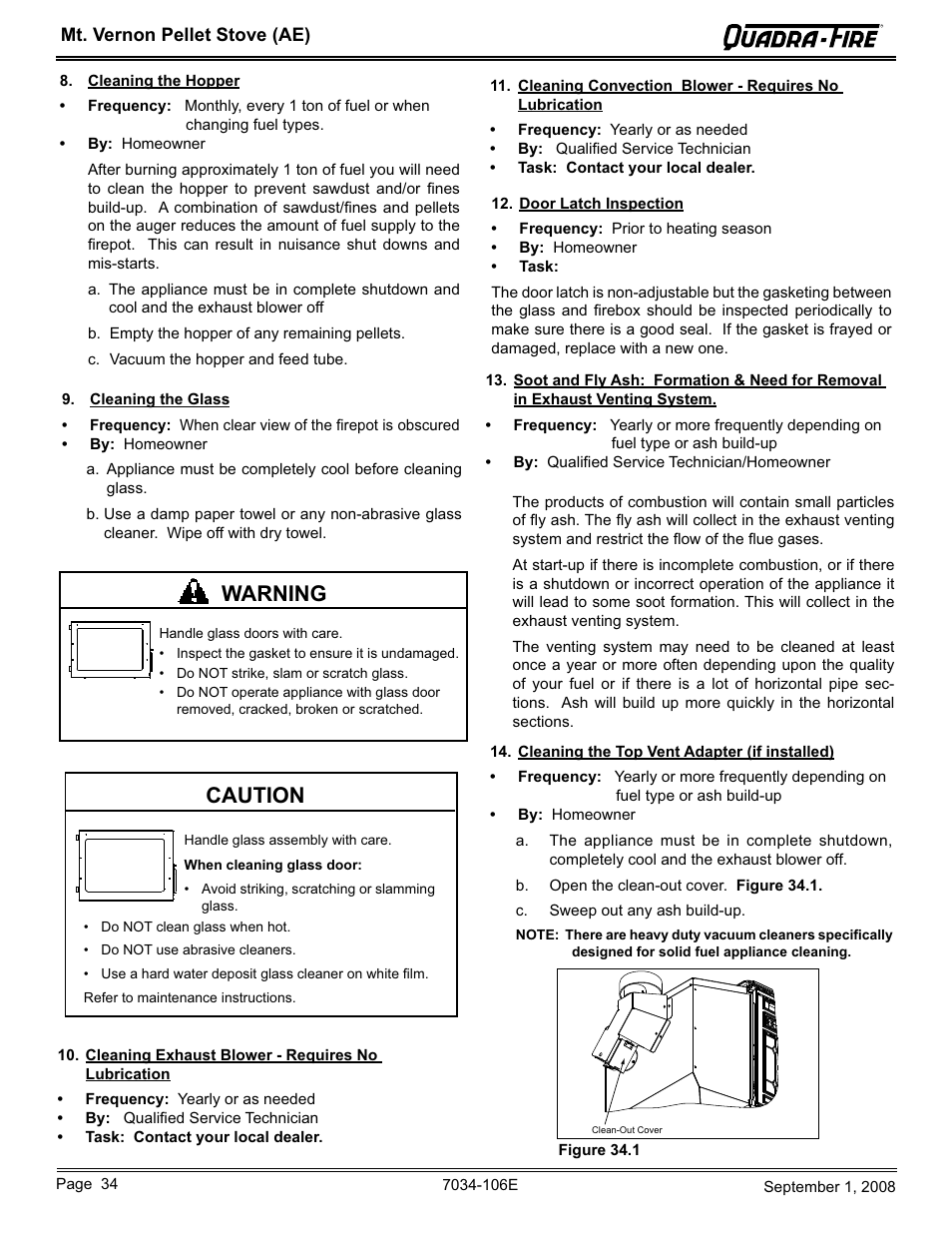 Caution, Warning | Quadra-Fire MTVERNON-AE-CWL User Manual | Page 34 / 52