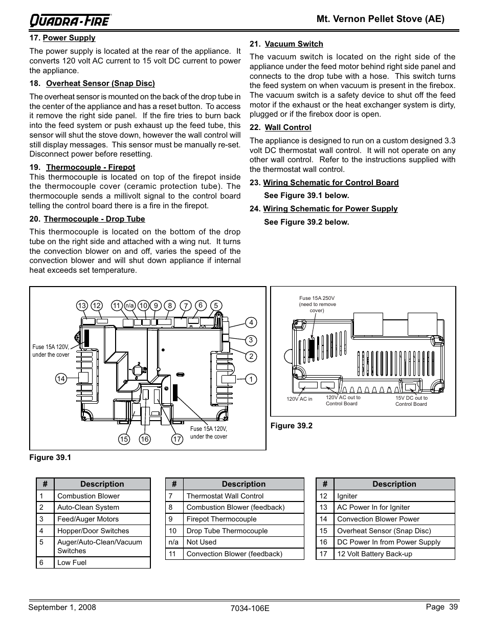 Mt. vernon pellet stove (ae) | Quadra-Fire MTVERNON-AE-CWL User Manual | Page 39 / 52
