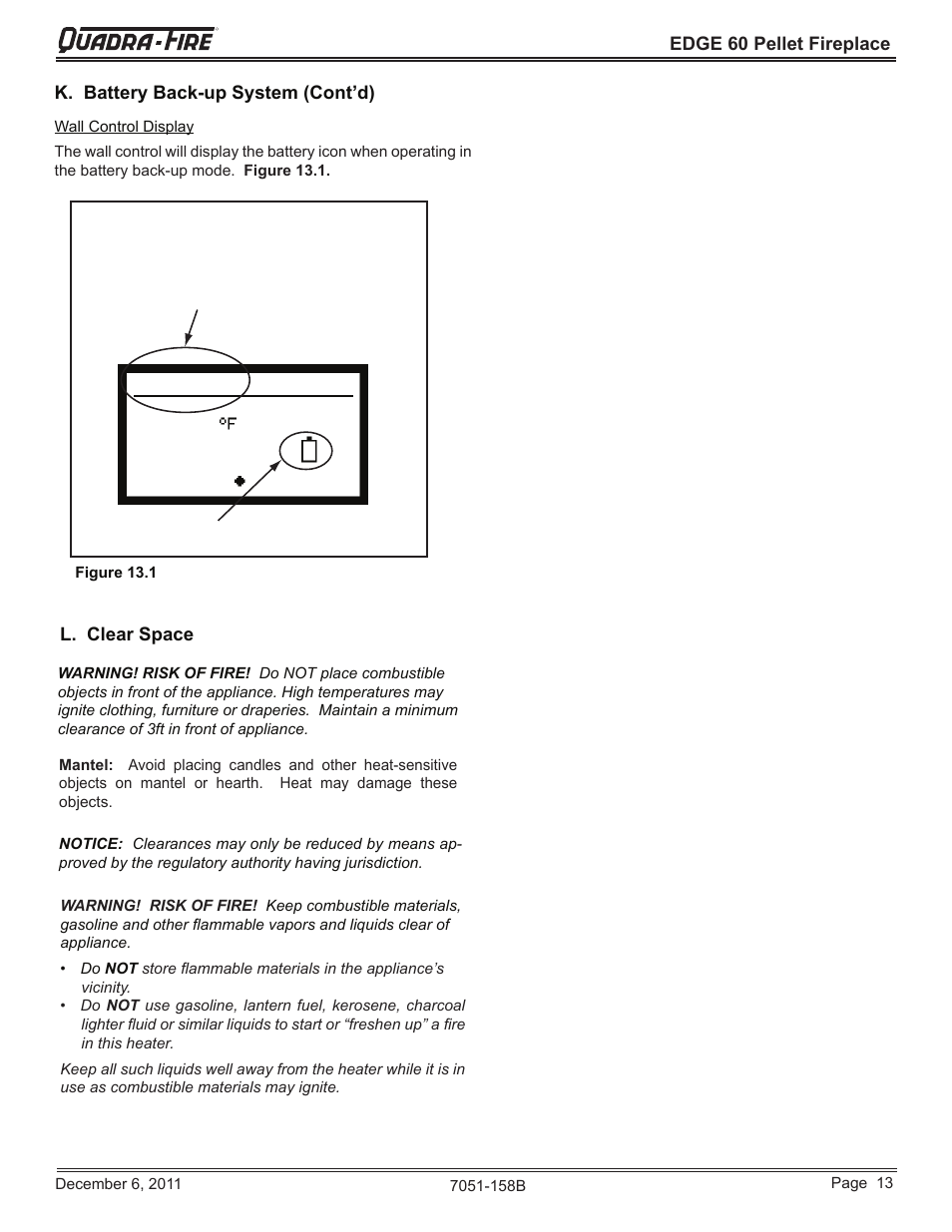 Quadra-Fire EDGE 60 ZERO CLEARANCE PELLET FIREPLACE 7051-158B User Manual | Page 13 / 58