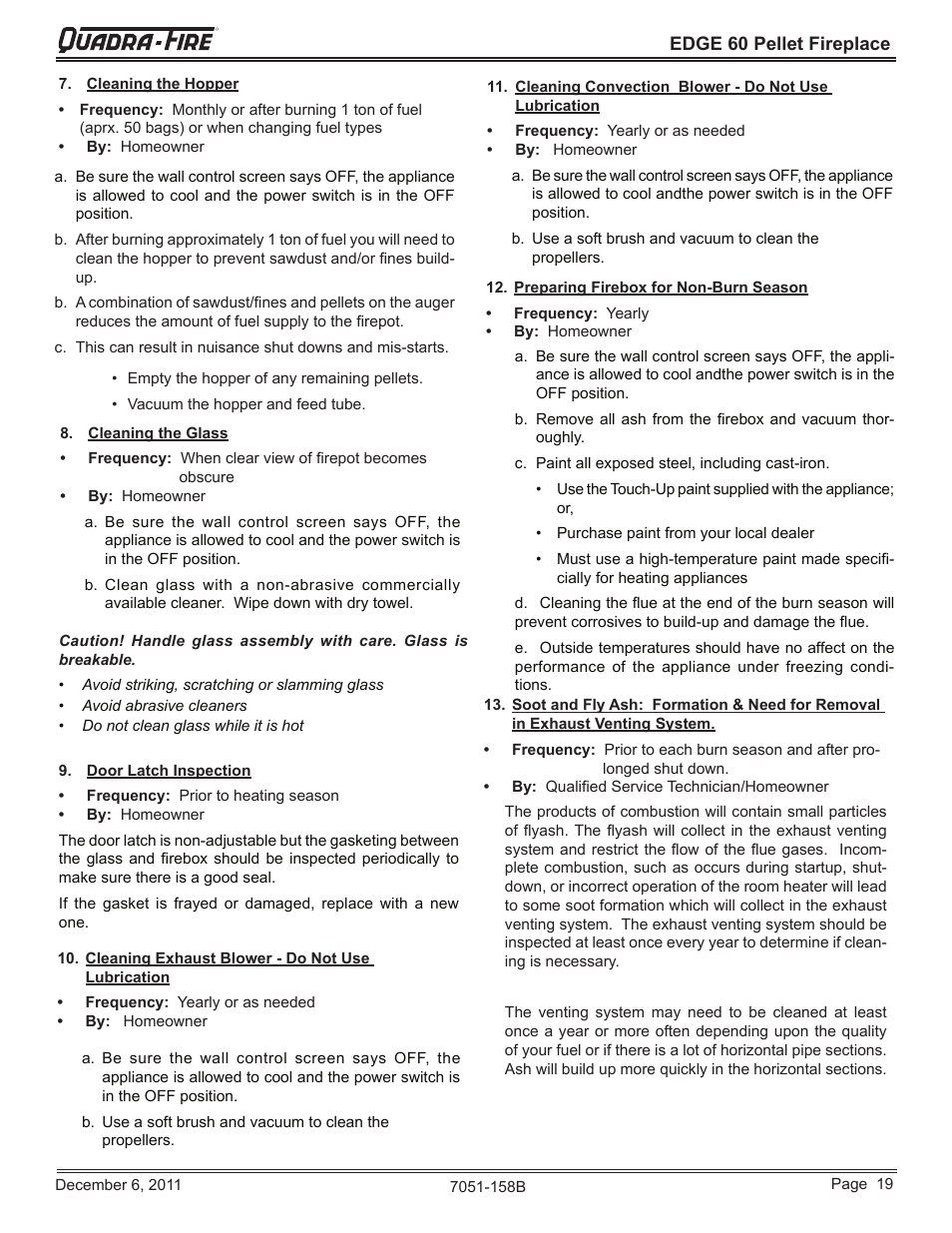 Quadra-Fire EDGE 60 ZERO CLEARANCE PELLET FIREPLACE 7051-158B User Manual | Page 19 / 58