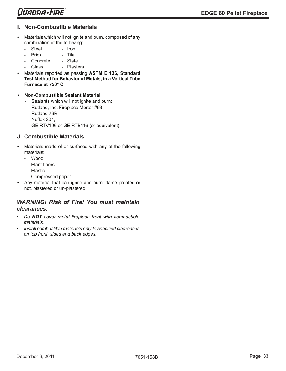 Quadra-Fire EDGE 60 ZERO CLEARANCE PELLET FIREPLACE 7051-158B User Manual | Page 33 / 58