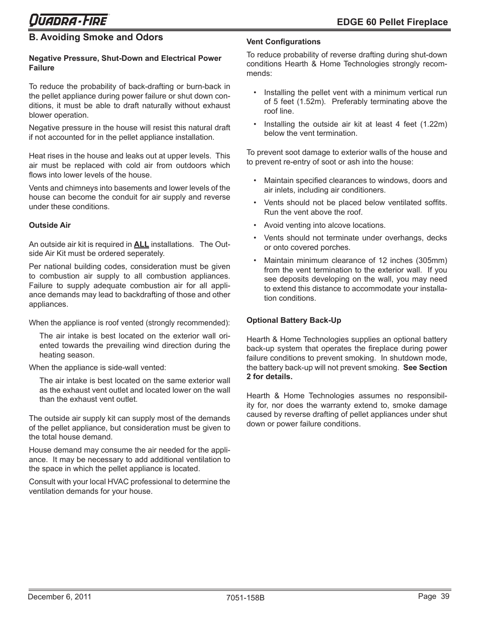 Quadra-Fire EDGE 60 ZERO CLEARANCE PELLET FIREPLACE 7051-158B User Manual | Page 39 / 58