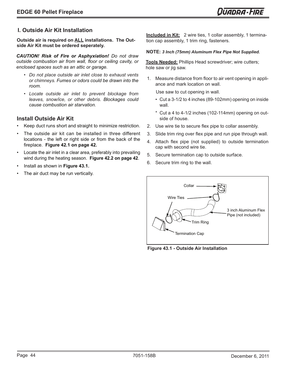 Quadra-Fire EDGE 60 ZERO CLEARANCE PELLET FIREPLACE 7051-158B User Manual | Page 44 / 58
