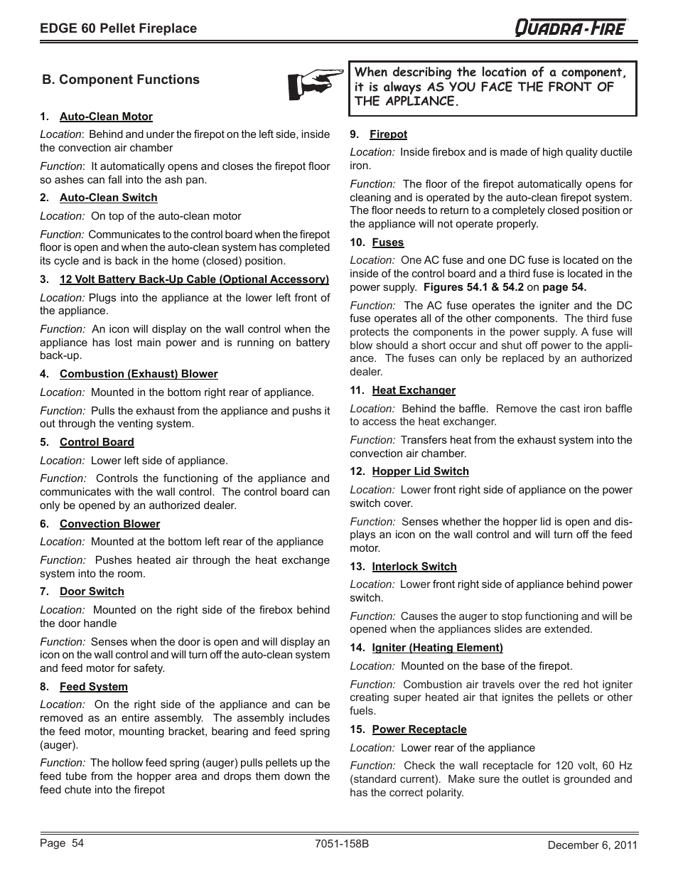 Quadra-Fire EDGE 60 ZERO CLEARANCE PELLET FIREPLACE 7051-158B User Manual | Page 54 / 58