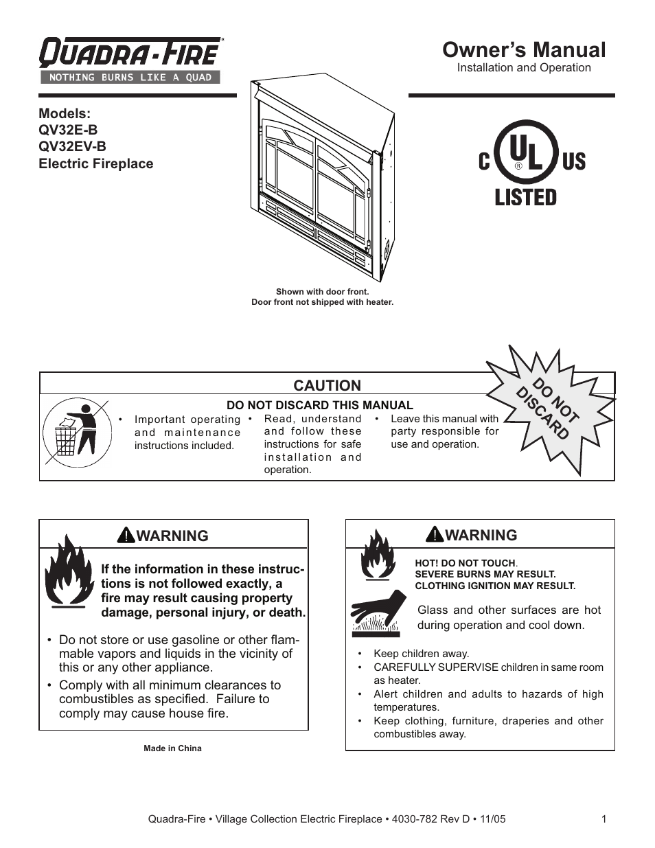 Quadra-Fire QV32EV-B User Manual | 28 pages