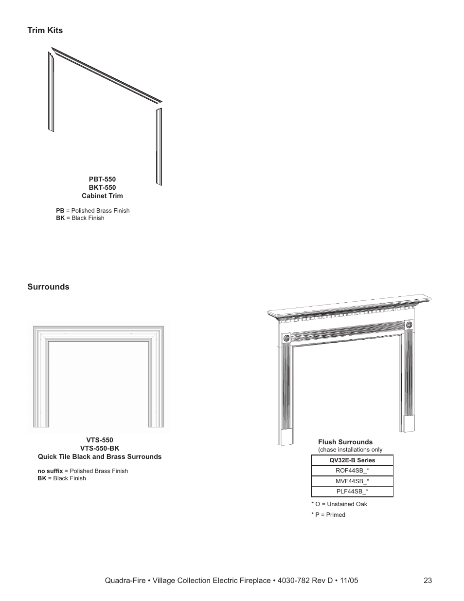 Trim kits surrounds | Quadra-Fire QV32EV-B User Manual | Page 23 / 28