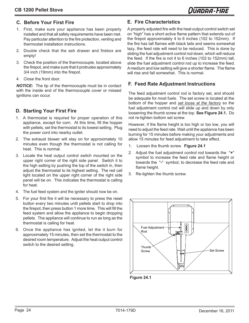 Quadra-Fire CB1200M-MBK User Manual | Page 24 / 48