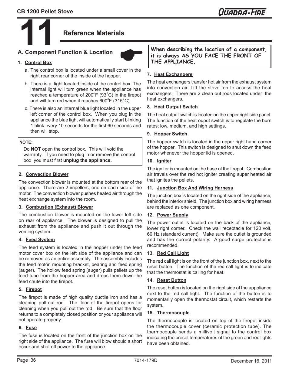 Reference materials | Quadra-Fire CB1200M-MBK User Manual | Page 36 / 48