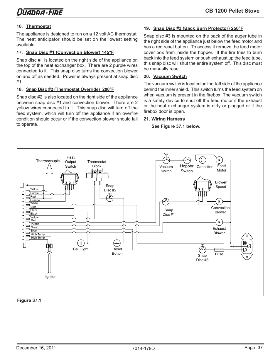 Cb 1200 pellet stove | Quadra-Fire CB1200M-MBK User Manual | Page 37 / 48