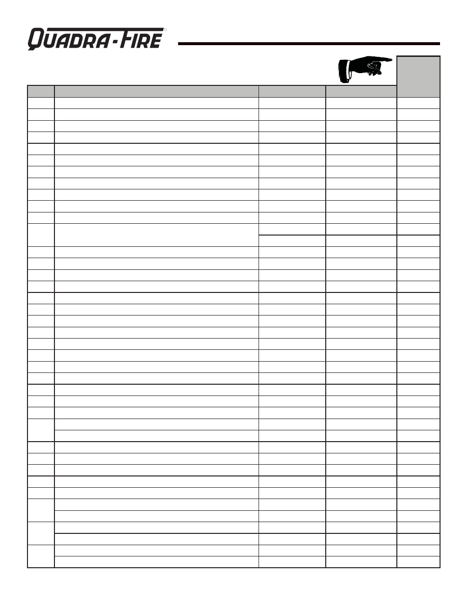 Qvi30s, Stocked at depot | Quadra-Fire QVI30S User Manual | Page 39 / 45