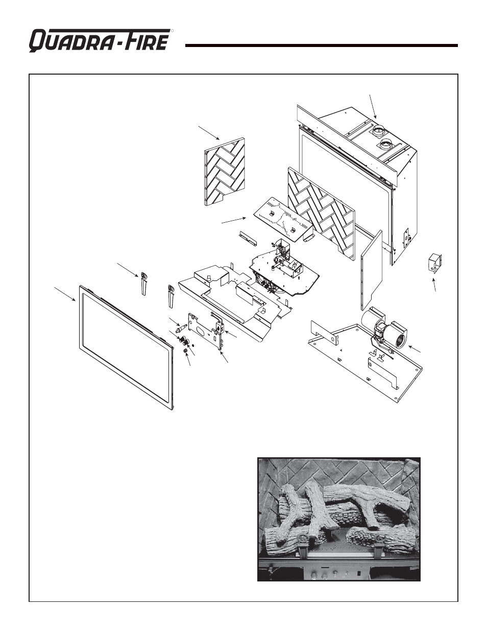 Qvi35s, Log set assembly | Quadra-Fire QVI30S User Manual | Page 40 / 45