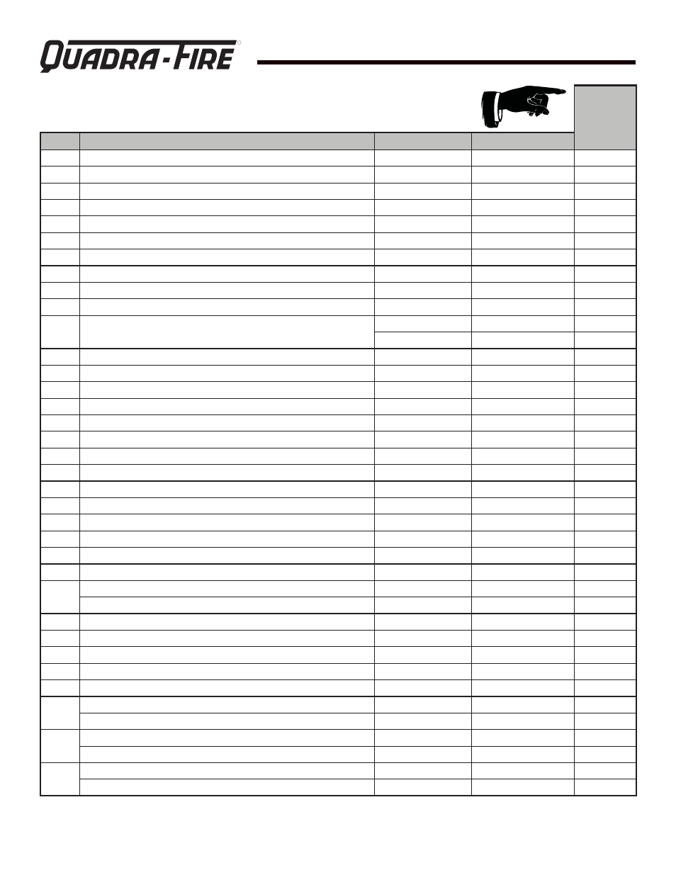 Qvi35s, Stocked at depot | Quadra-Fire QVI30S User Manual | Page 41 / 45
