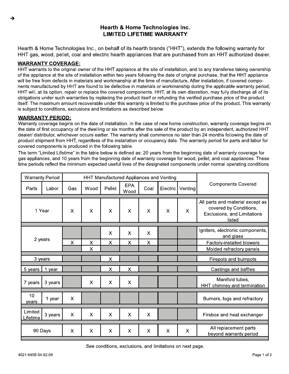 D. limited lifetime warranty | Quadra-Fire QVI30S User Manual | Page 43 / 45