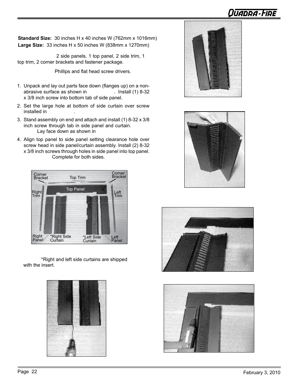 Cb1200-i pellet insert, F. panel and trim set | Quadra-Fire PELLET INSERT CB1200MI-MBK User Manual | Page 22 / 52