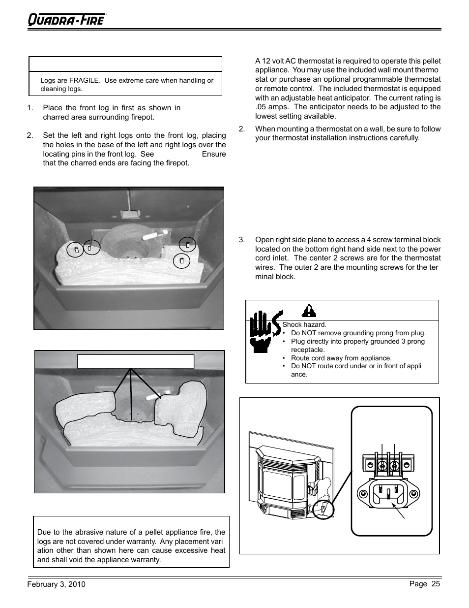 Caution | Quadra-Fire PELLET INSERT CB1200MI-MBK User Manual | Page 25 / 52