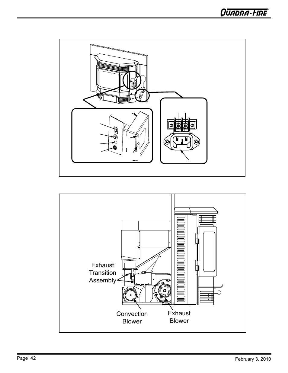 Cb1200-i pellet insert, B. component locations | Quadra-Fire PELLET INSERT CB1200MI-MBK User Manual | Page 42 / 52