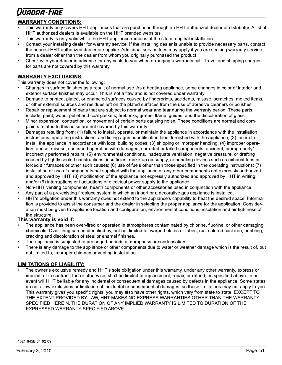 Cb1200-i pellet insert | Quadra-Fire PELLET INSERT CB1200MI-MBK User Manual | Page 51 / 52