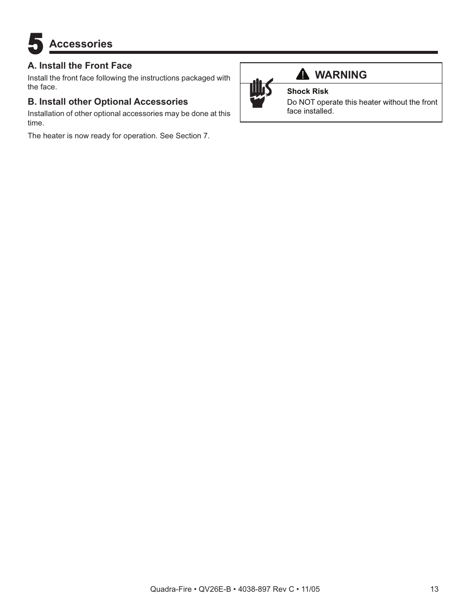 Quadra-Fire QV26E-B User Manual | Page 13 / 26