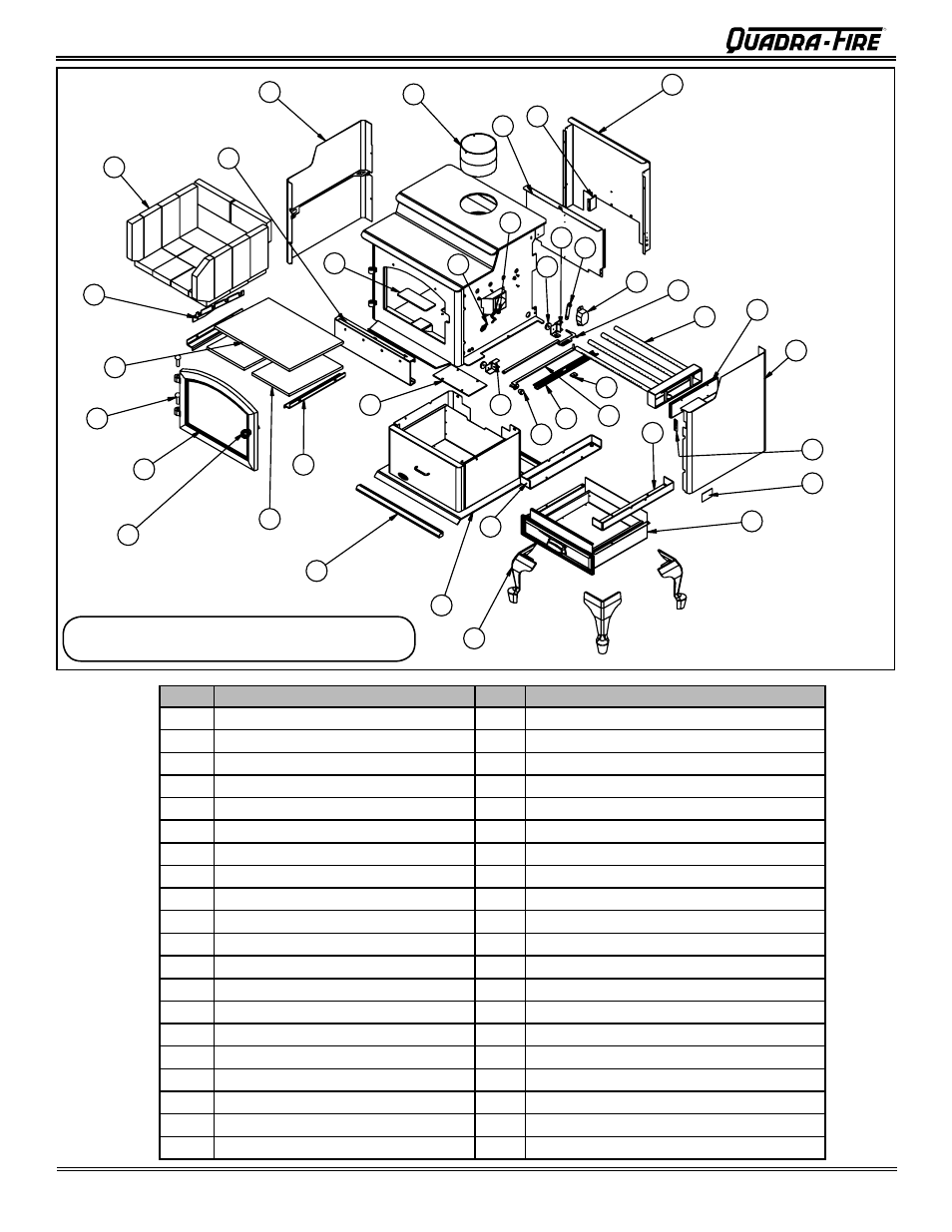 Step top uni-body model, 3100 wood stove series (acc) | Quadra-Fire 3100 31M-ACC-MBK User Manual | Page 40 / 48
