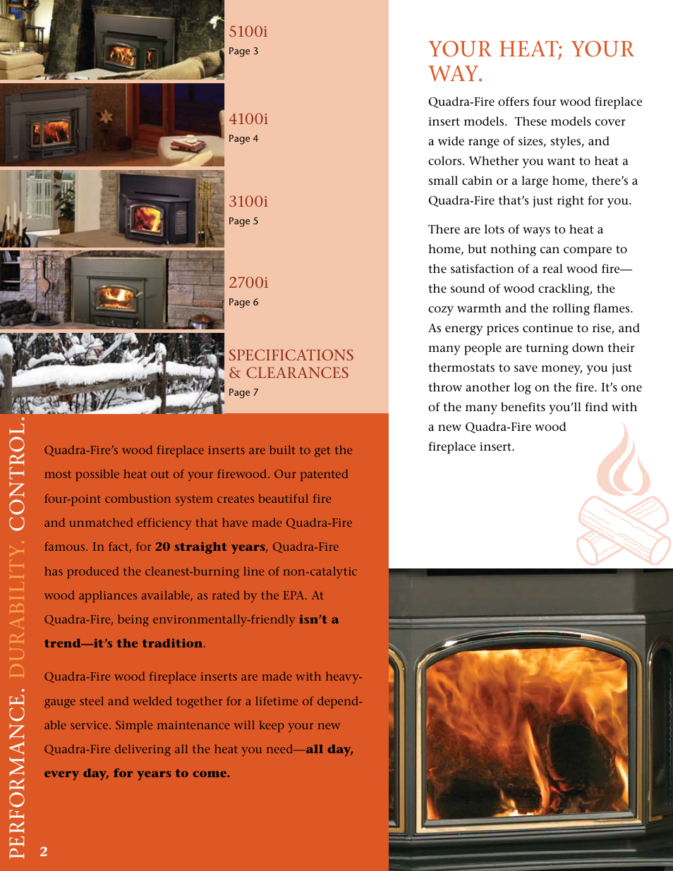 Your heat; your way | Quadra-Fire 5100I User Manual | Page 2 / 8
