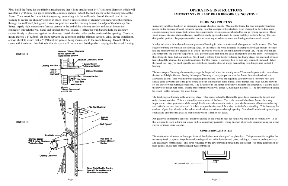 Operating instructions | Quadra-Fire 1900 User Manual | Page 12 / 14