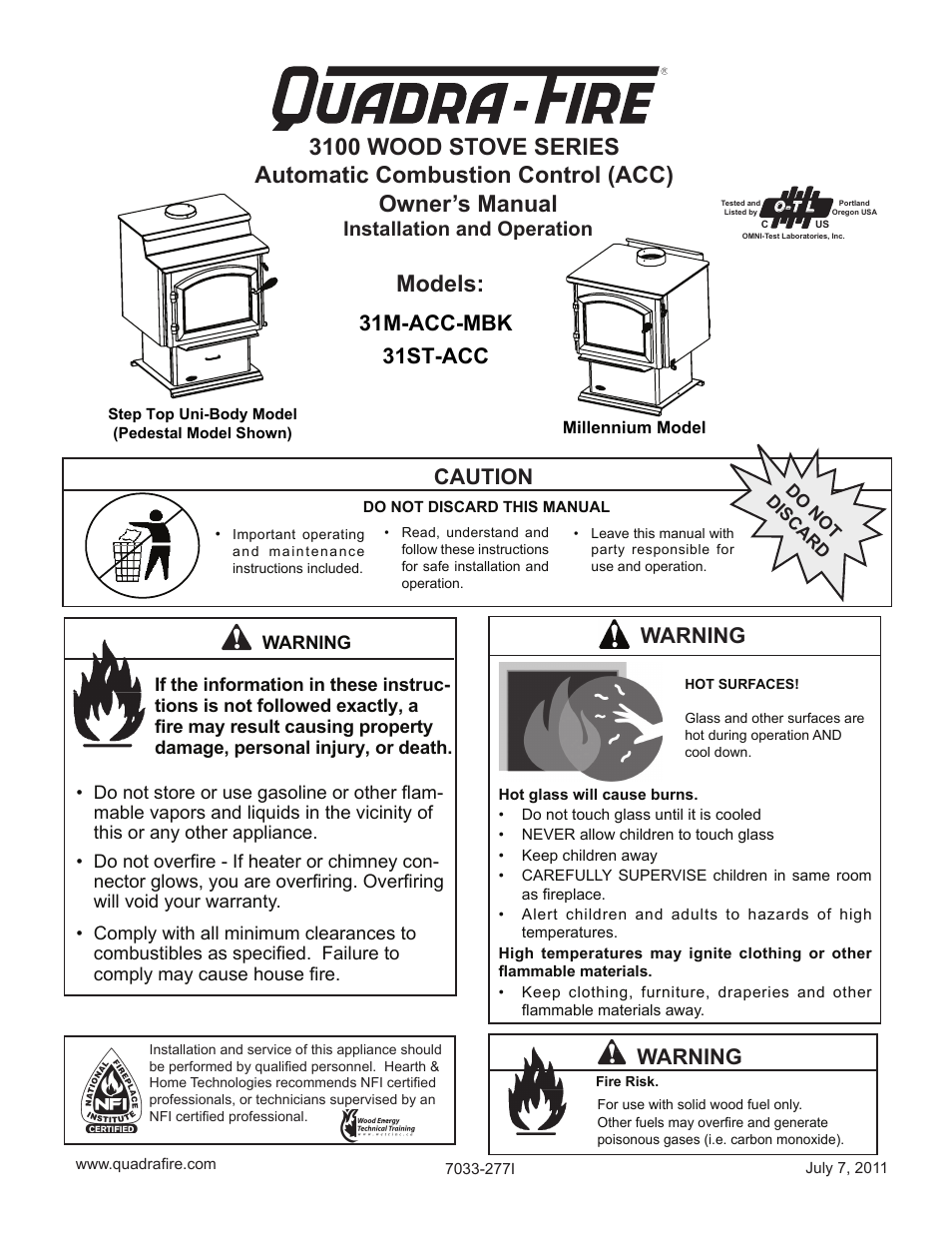 Quadra-Fire 31ST-ACC User Manual | 52 pages