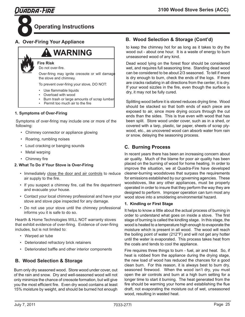 Warning | Quadra-Fire 31ST-ACC User Manual | Page 25 / 52