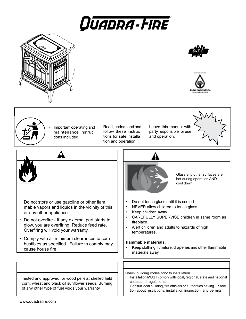 Quadra-Fire MTVERNON-AE-MBK User Manual | 56 pages