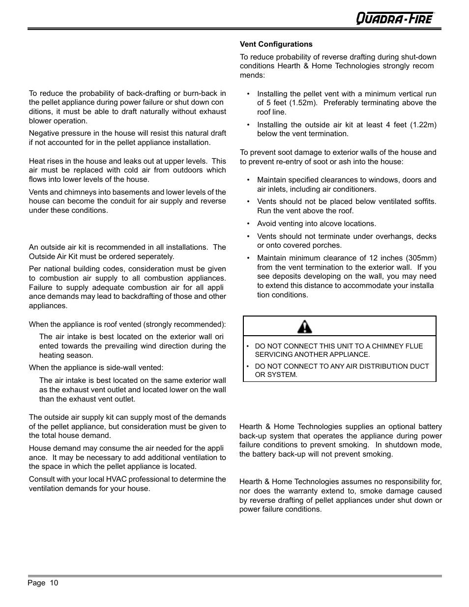 Caution | Quadra-Fire MTVERNON-AE-MBK User Manual | Page 10 / 56