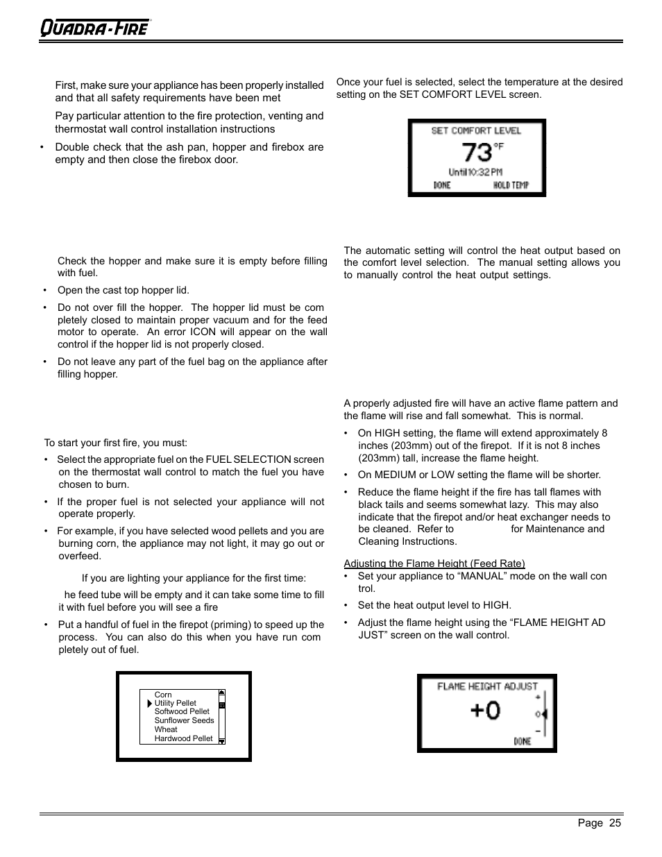 Mt. vernon pellet stove (ae), E. before your first fire | Quadra-Fire MTVERNON-AE-MBK User Manual | Page 25 / 56