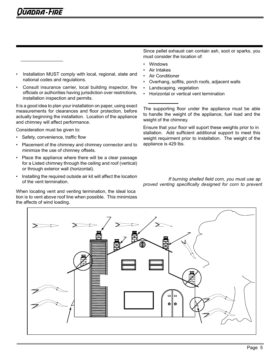 Getting started, Mt. vernon pellet stove (ae), A. design, installation & location considerations | Quadra-Fire MTVERNON-AE-MBK User Manual | Page 5 / 56