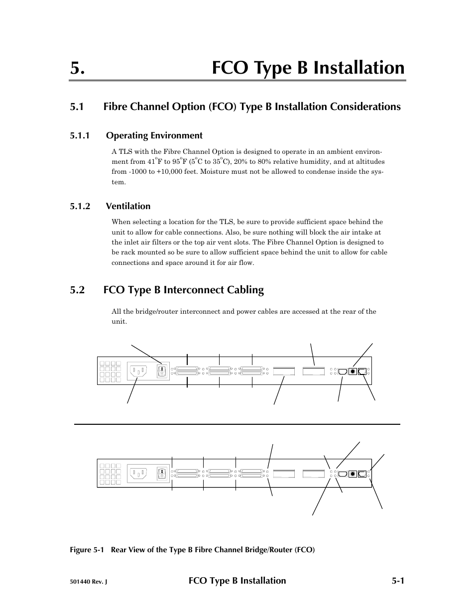 1 operating environment, 2 ventilation, 2 fco type b interconnect cabling | Fco type b installation -1, Operating environment -1, Ventilation -1, Fco type b interconnect cabling -1, Fco type b installation | Qualstar 501440 Rev. G User Manual | Page 33 / 81