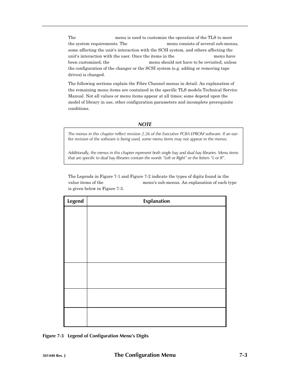 The configuration menu 7-3 | Qualstar 501440 Rev. G User Manual | Page 58 / 81