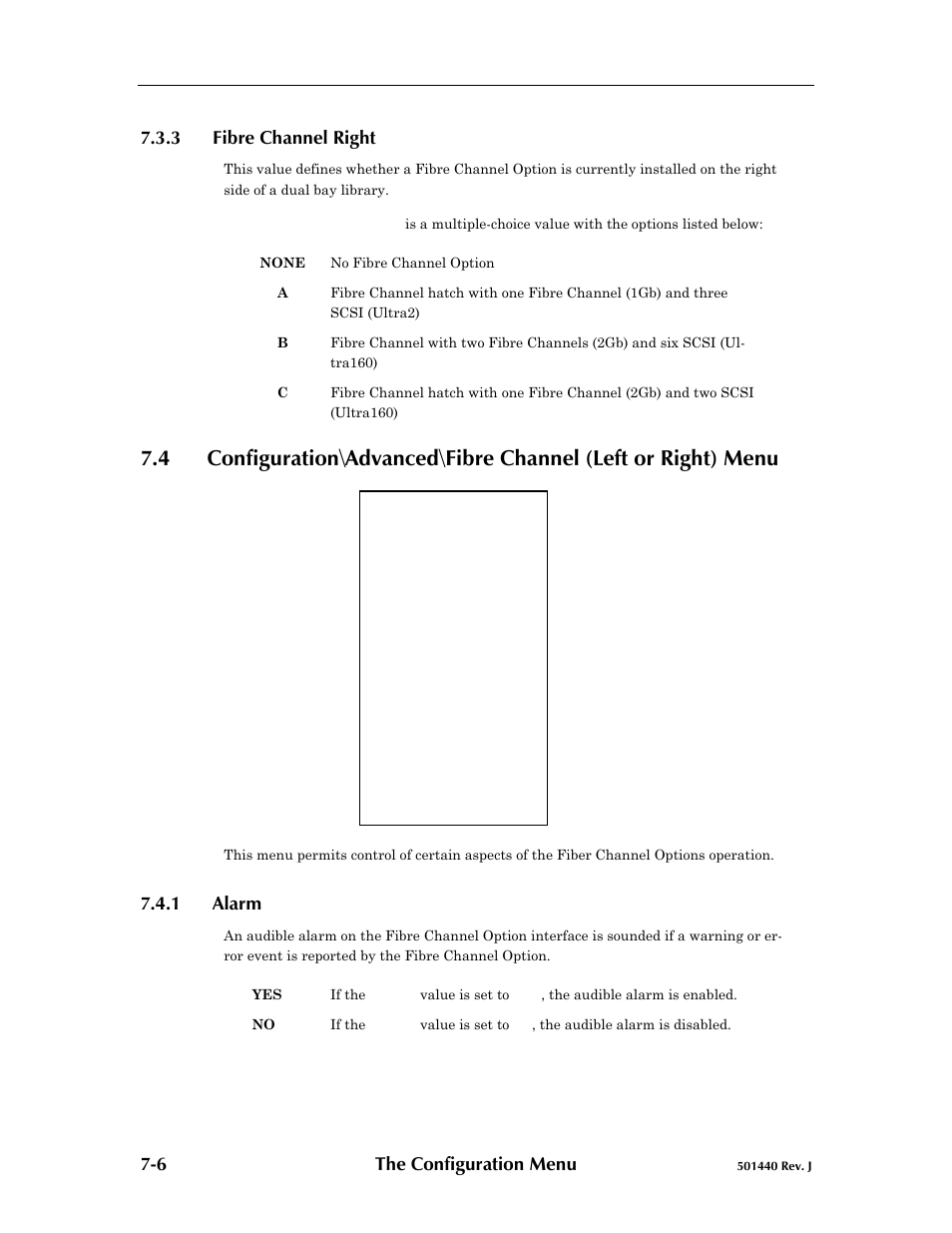 3 fibre channel right, 1 alarm, Fibre channel right -6 | Alarm -6 | Qualstar 501440 Rev. G User Manual | Page 61 / 81