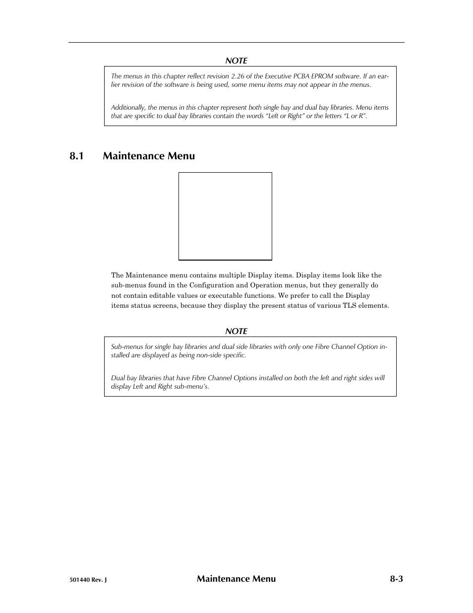 1 maintenance menu, Maintenance menu -3 | Qualstar 501440 Rev. G User Manual | Page 71 / 81