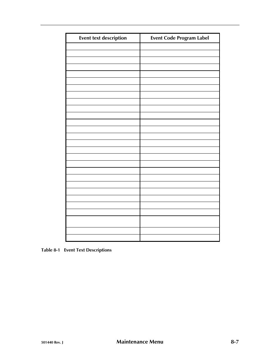 Maintenance menu 8-7 | Qualstar 501440 Rev. G User Manual | Page 75 / 81