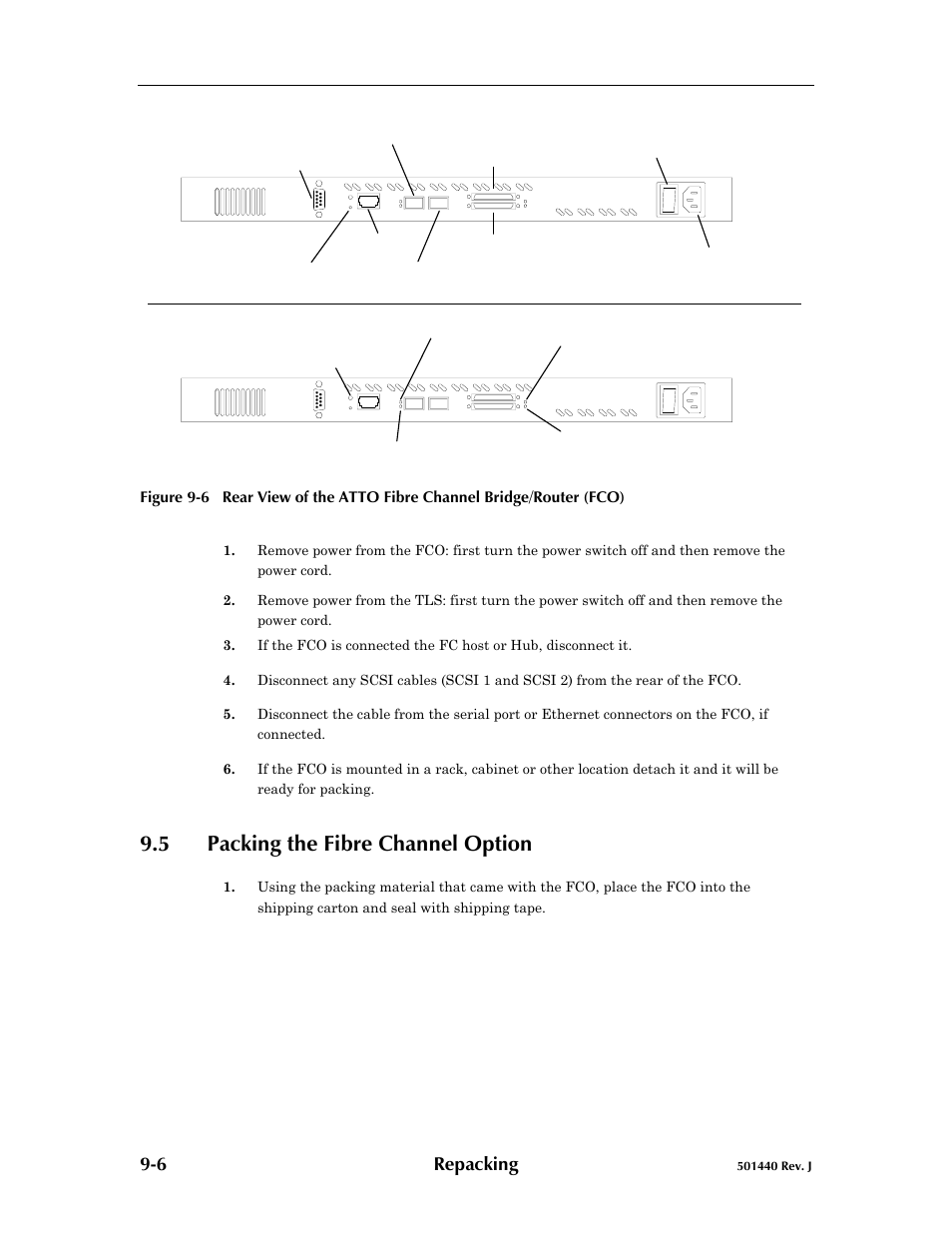Repacking, 5 packing the fibre channel option, Packing the fibre channel option -6 | Qualstar 501440 Rev. G User Manual | Page 81 / 81