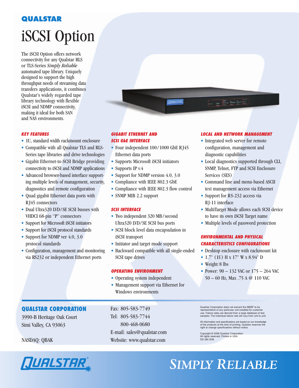 Qualstar iSCSI User Manual | 1 page