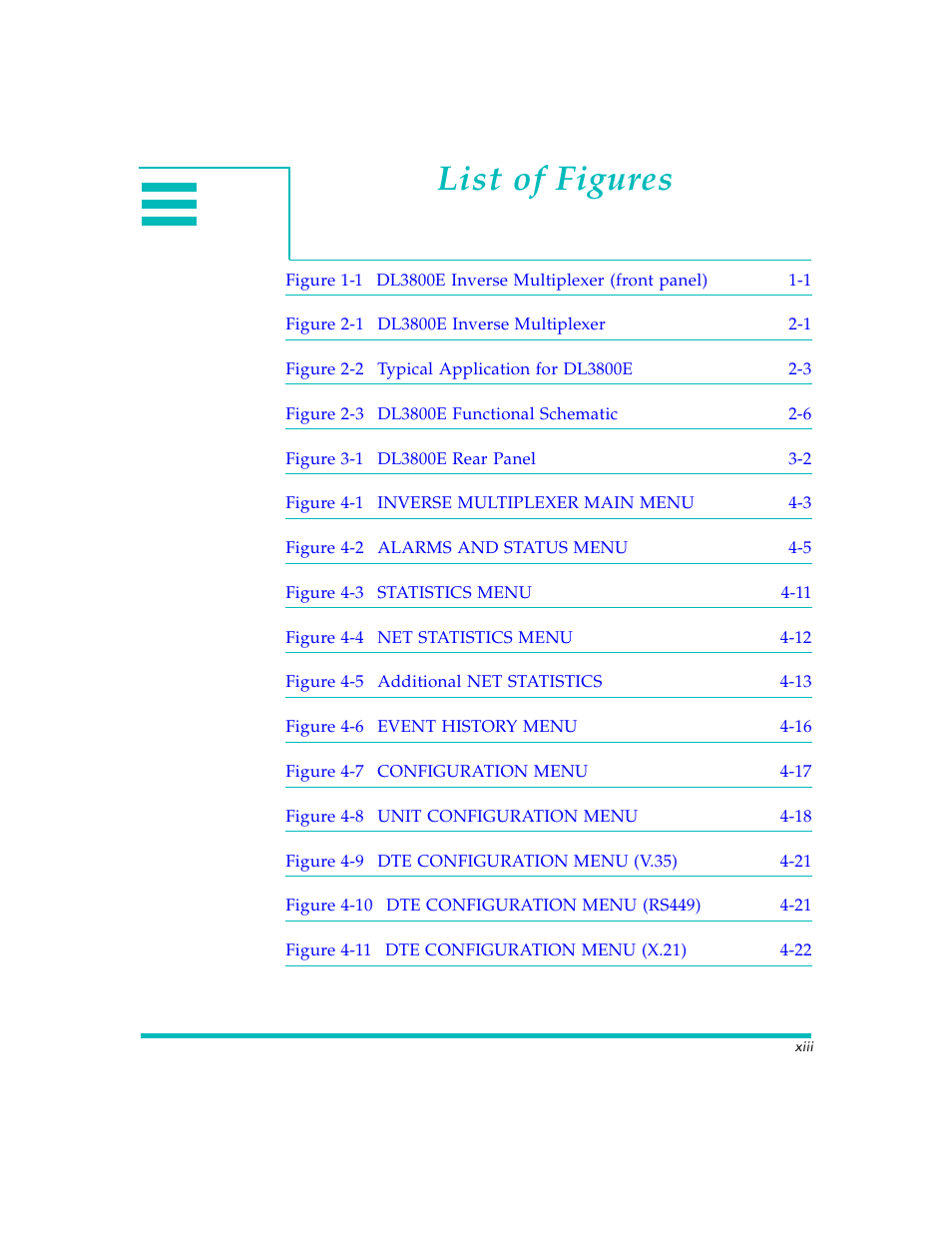List of figures | Quick Eagle Networks DL3800E User Manual | Page 13 / 162