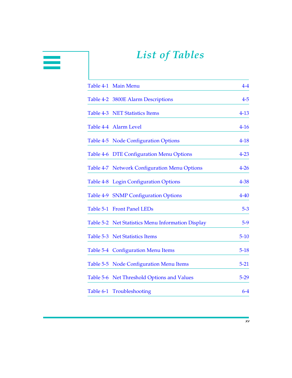 List of tables | Quick Eagle Networks DL3800E User Manual | Page 15 / 162