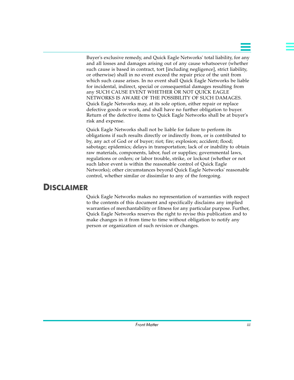 Isclaimer | Quick Eagle Networks DL3800E User Manual | Page 3 / 162