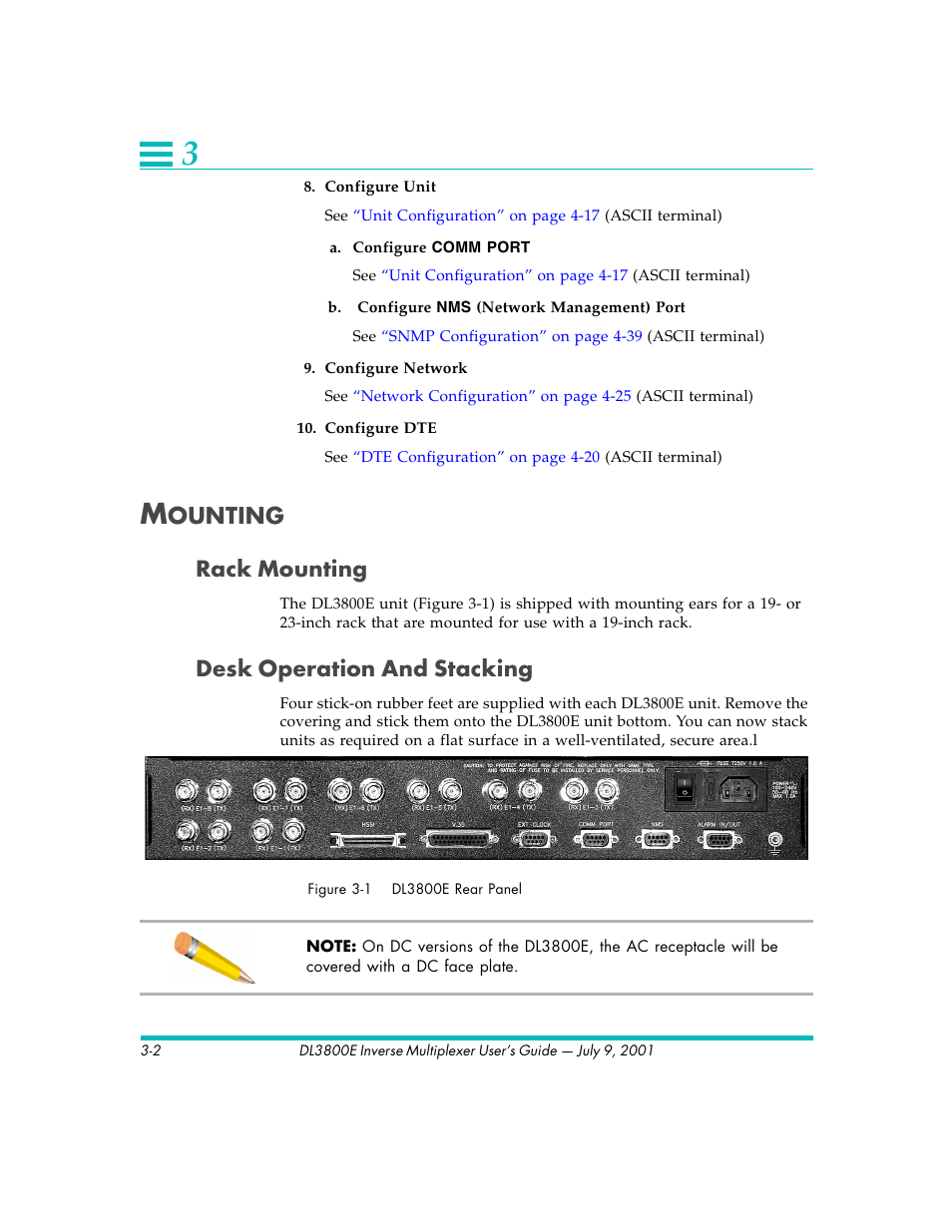 Ounting, Rack mounting, Desk operation and stacking | Quick Eagle Networks DL3800E User Manual | Page 34 / 162