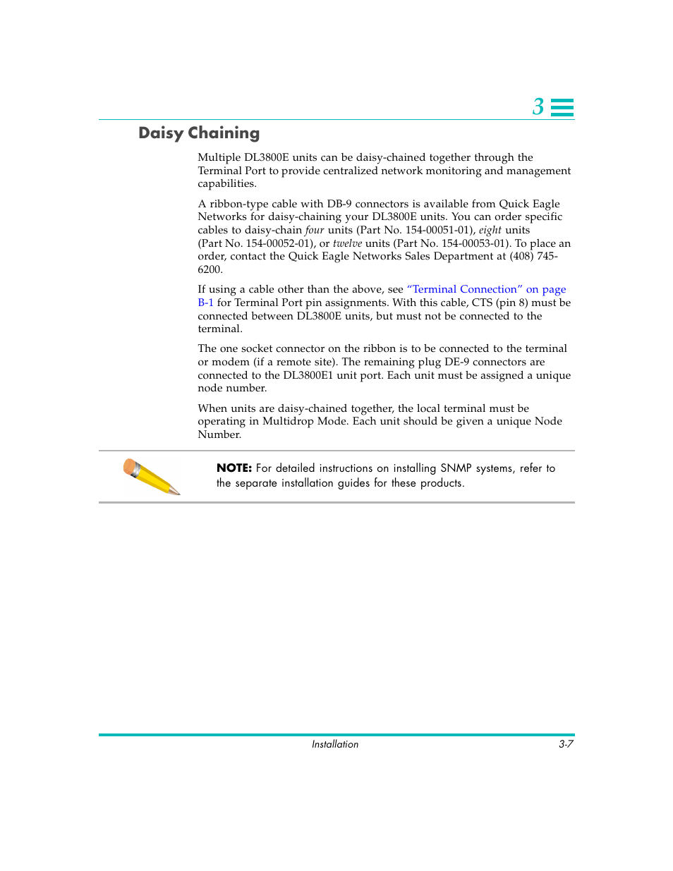 Daisy chaining | Quick Eagle Networks DL3800E User Manual | Page 39 / 162