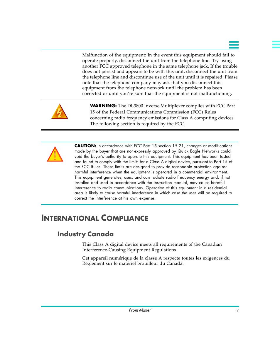 Nternational, Ompliance | Quick Eagle Networks DL3800E User Manual | Page 5 / 162