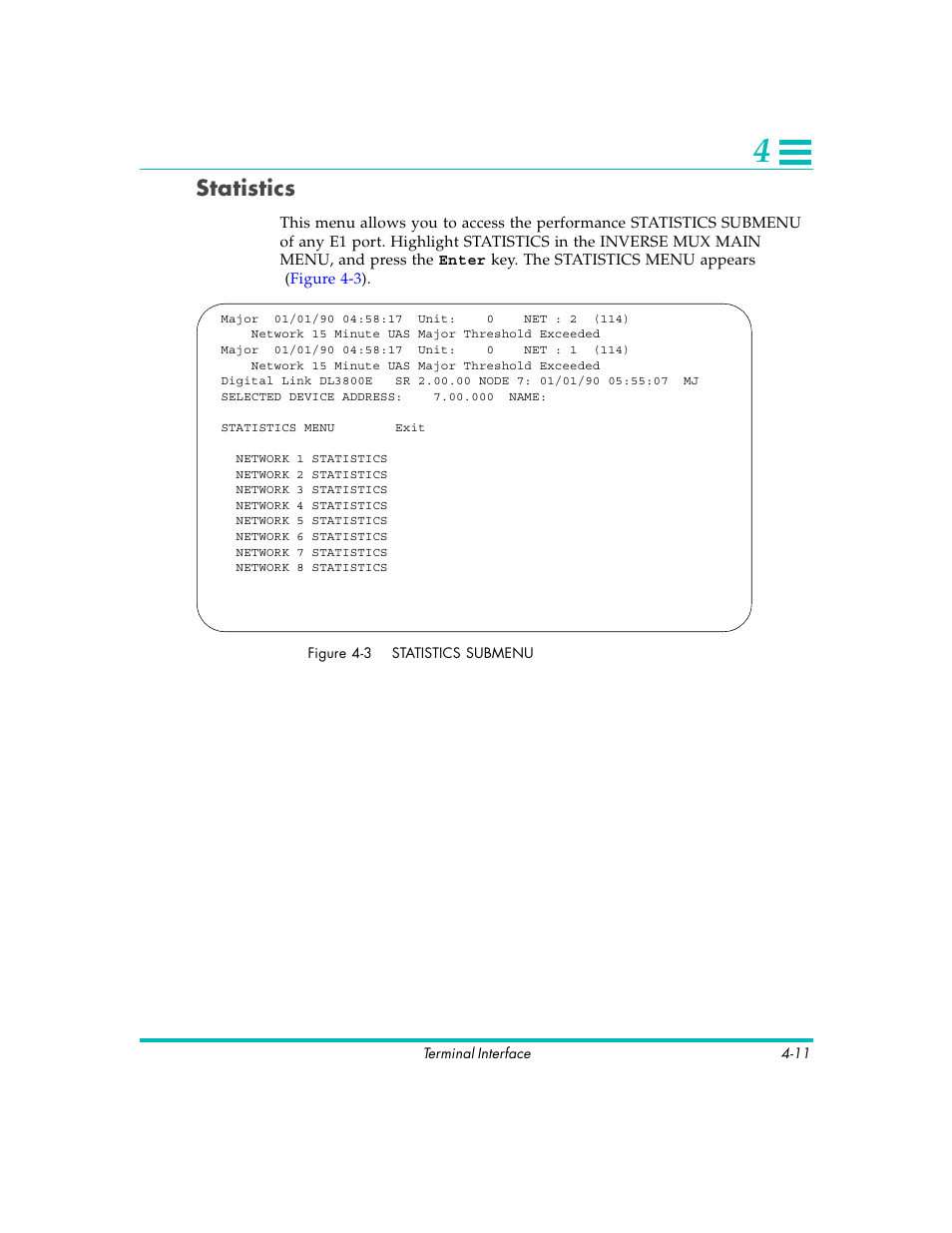 Statistics | Quick Eagle Networks DL3800E User Manual | Page 51 / 162