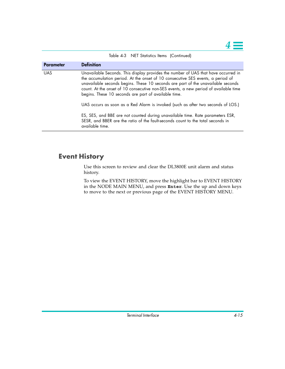 Event history | Quick Eagle Networks DL3800E User Manual | Page 55 / 162