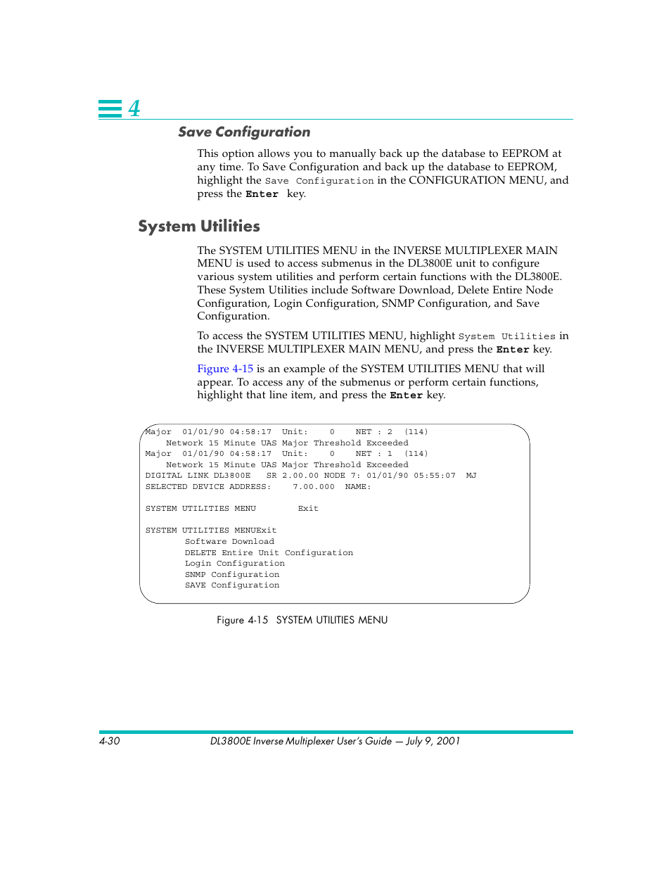 System utilities, Save configuration | Quick Eagle Networks DL3800E User Manual | Page 70 / 162